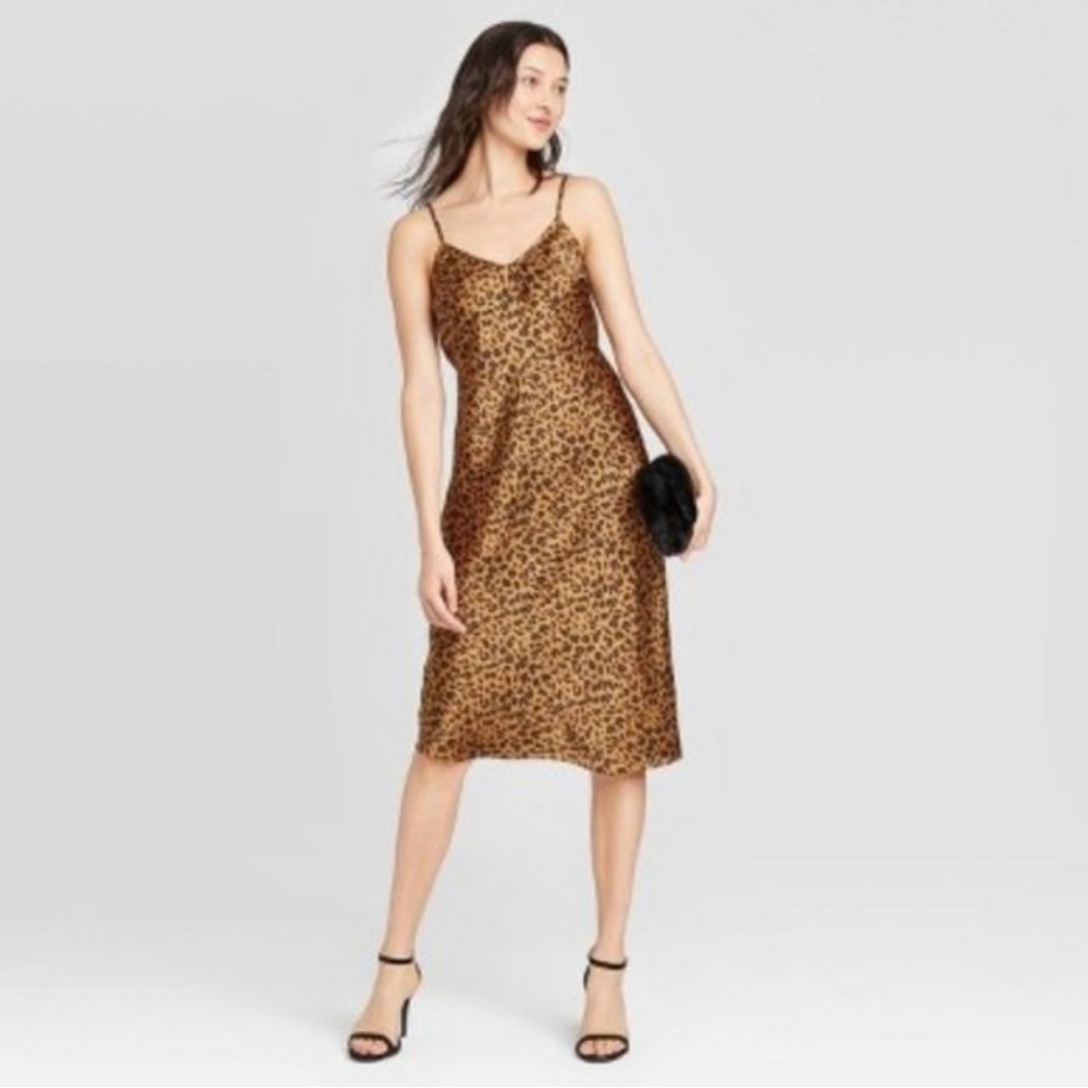 A New Day Leopard Print Satin Slip Dress